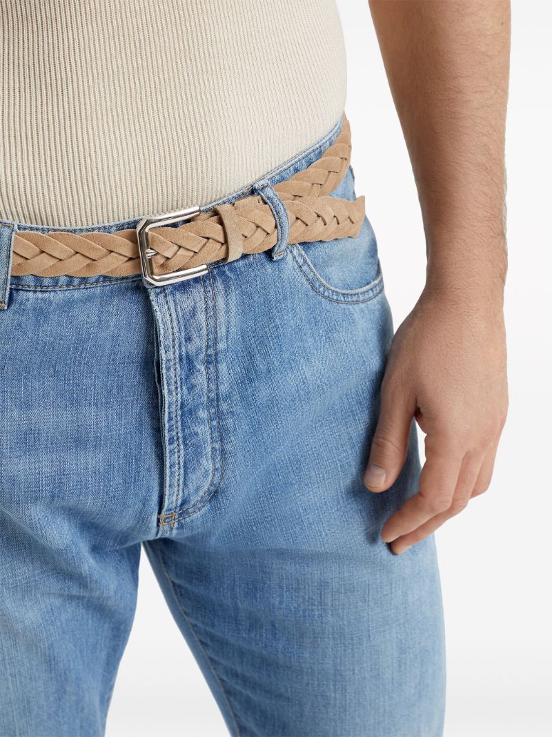 Neutral Braided Suede Belt