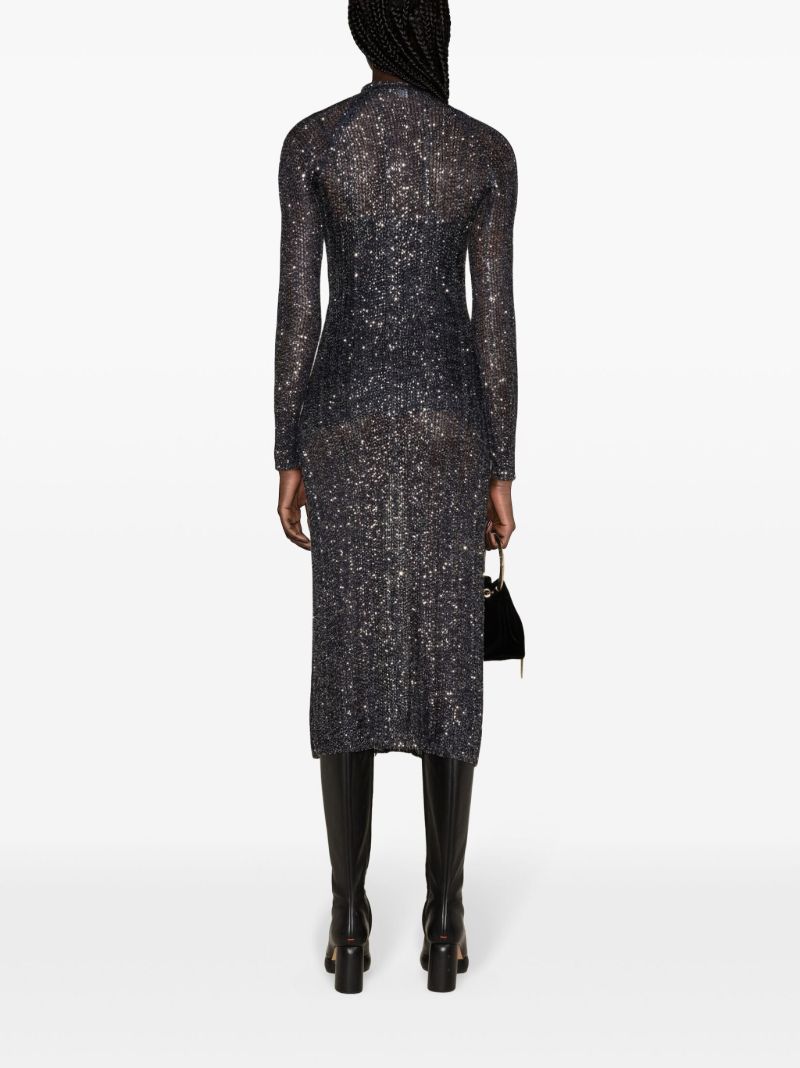 Blue Sequinned Open-knit Dress