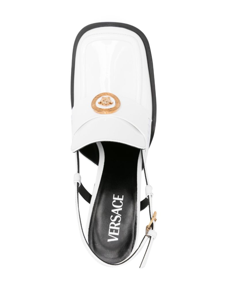 White Medusa Head 85mm Leather Pumps