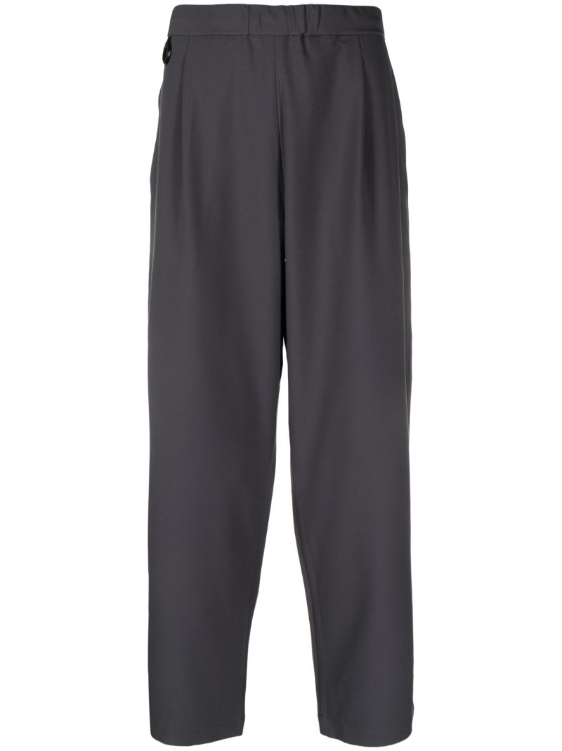 Grey Elasticated-waistband Cropped Trousers