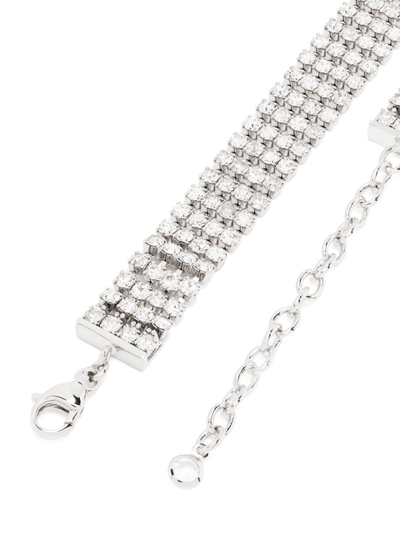 Palladium-tone Crystal Square G Necklace