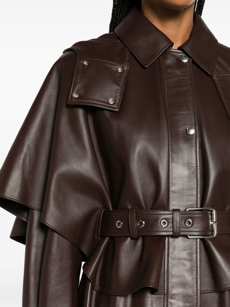 Brown Belted Leather Jacket