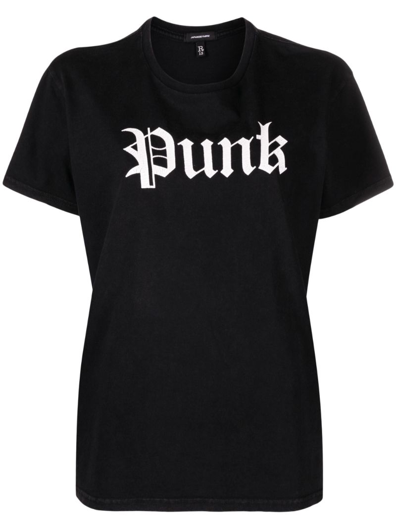 Black Punk-print Cotton T-shirt