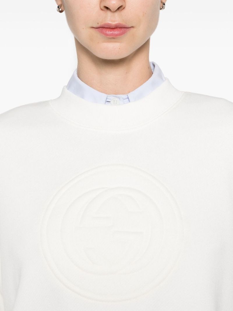White Interlocking G Cotton Sweatshirt