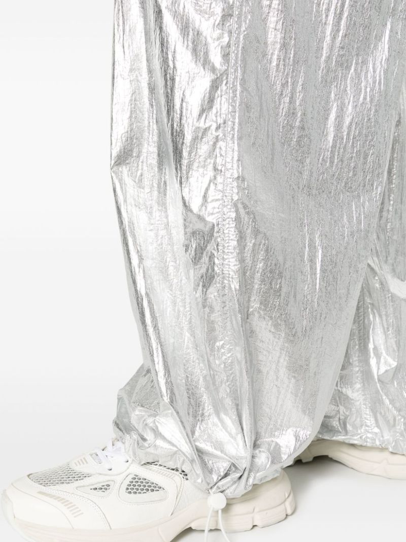Silver Metallic Wide-leg Trousers
