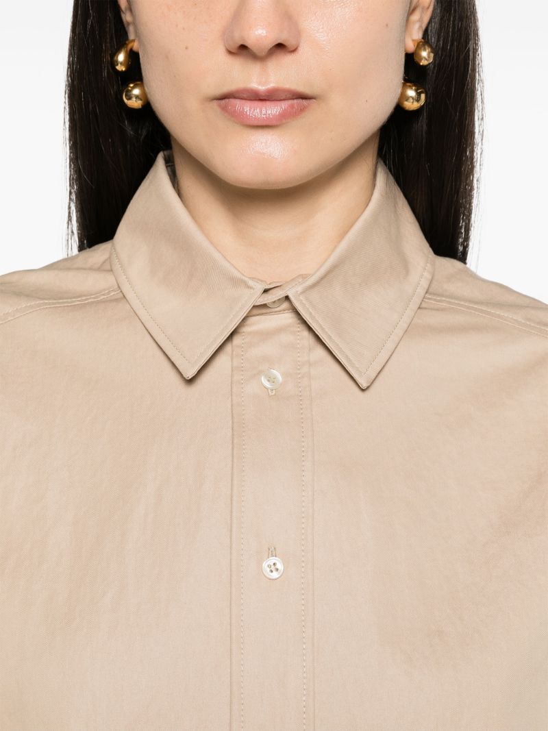 Khaki Beige Gabardine Mini Shirt-dress
