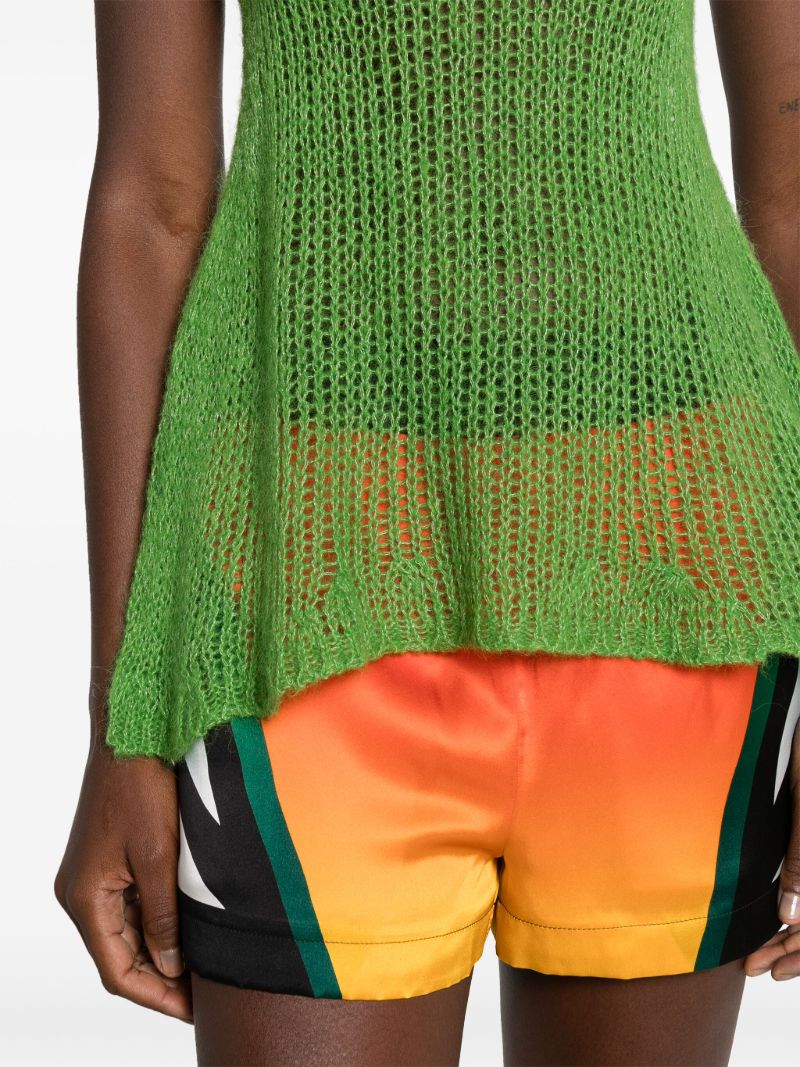 Green Open-knit Halterneck Top