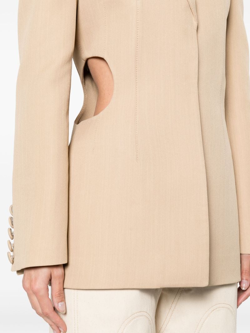 Neutral Cut-out Single-breasted Blazer