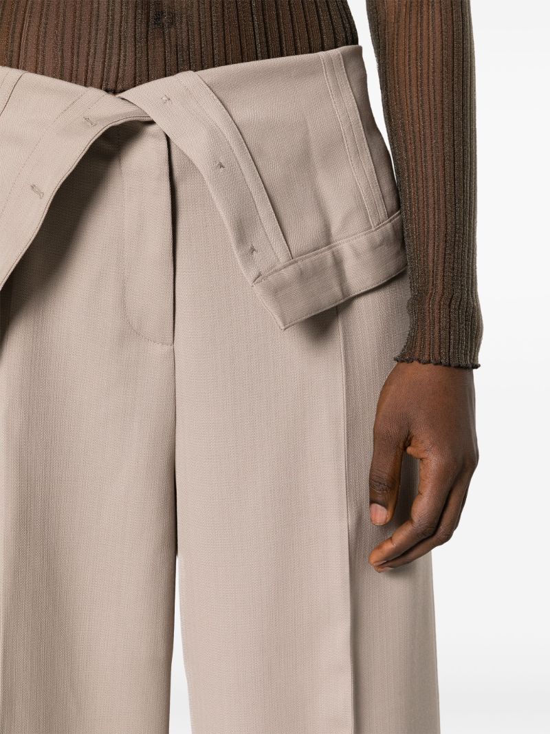 Neutral Folded-waist Tailored Trousers