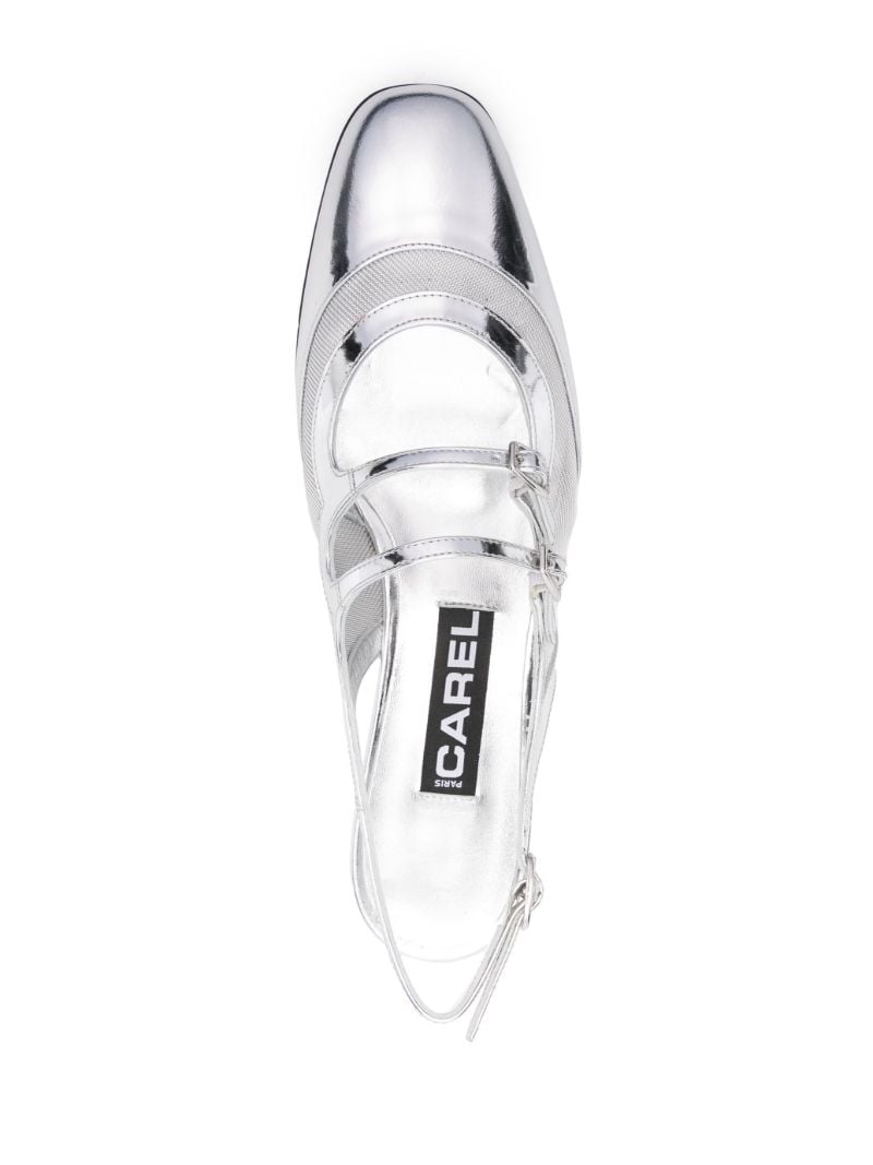 Silver PÃ_x0083_ªche Night Leather Mary Jane Pumps