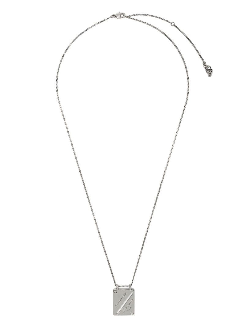 Silver Identity Tag Pendant Necklace