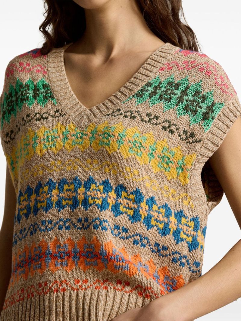 Neutral Intarsia-knit Vest