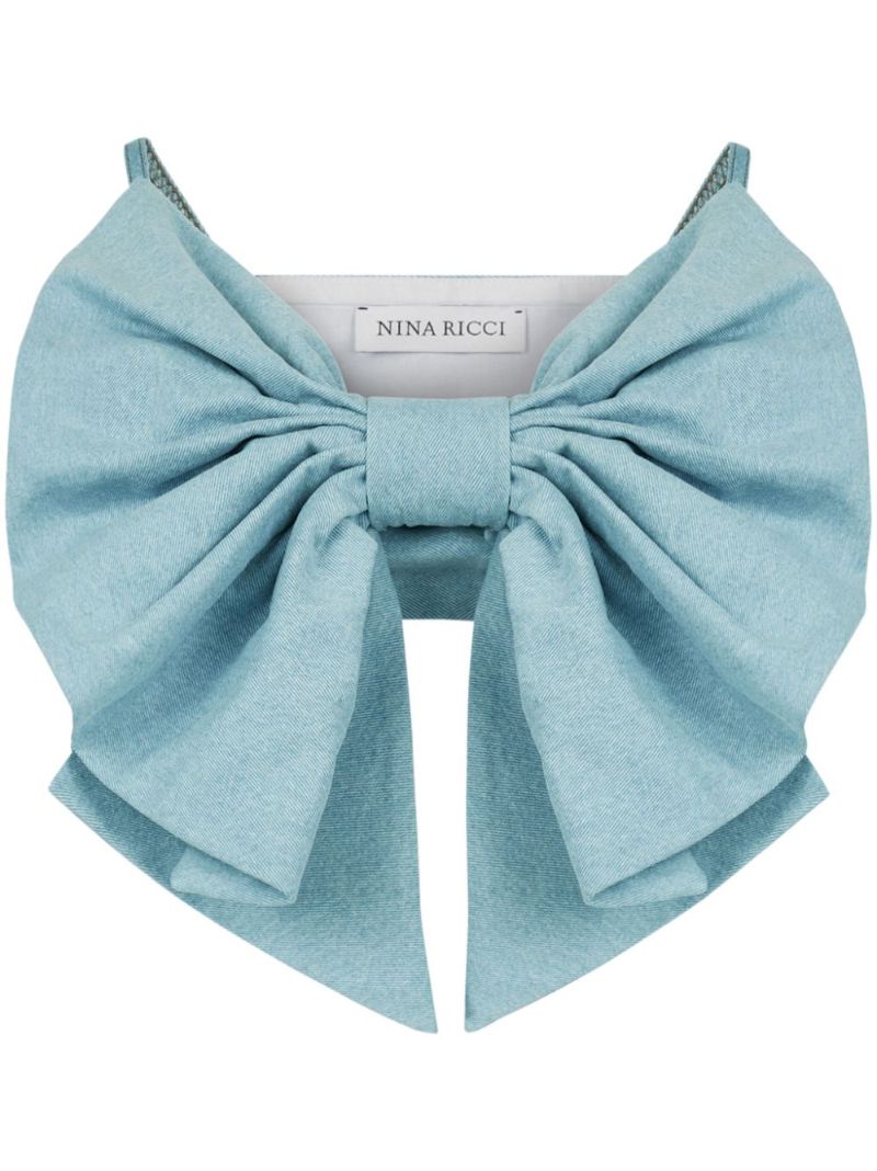 Blue Bow Denim Crop Top