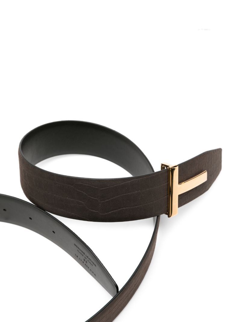 Black Crocodile-effect Leather Belt