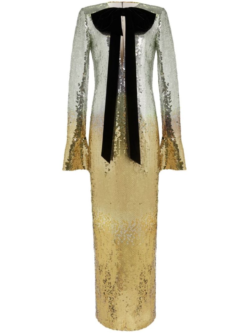 Silver Sequinned Gradient Maxi Dress