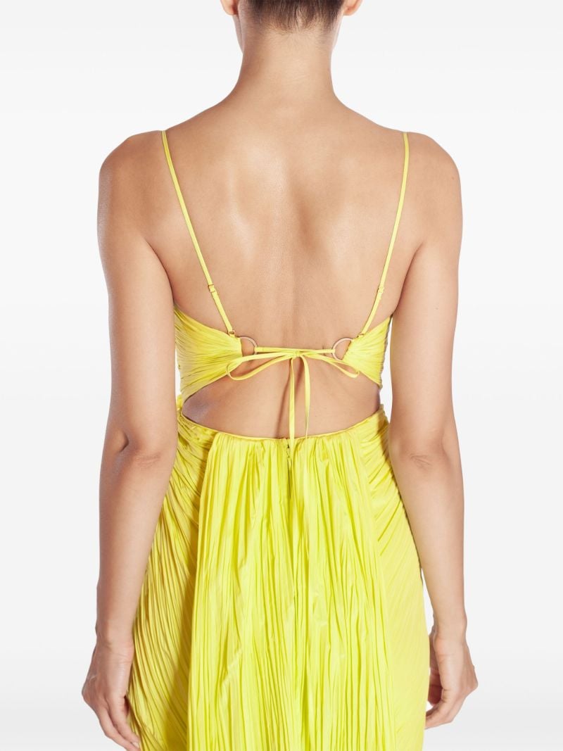 Yellow Leonie Pleated Midi Dress