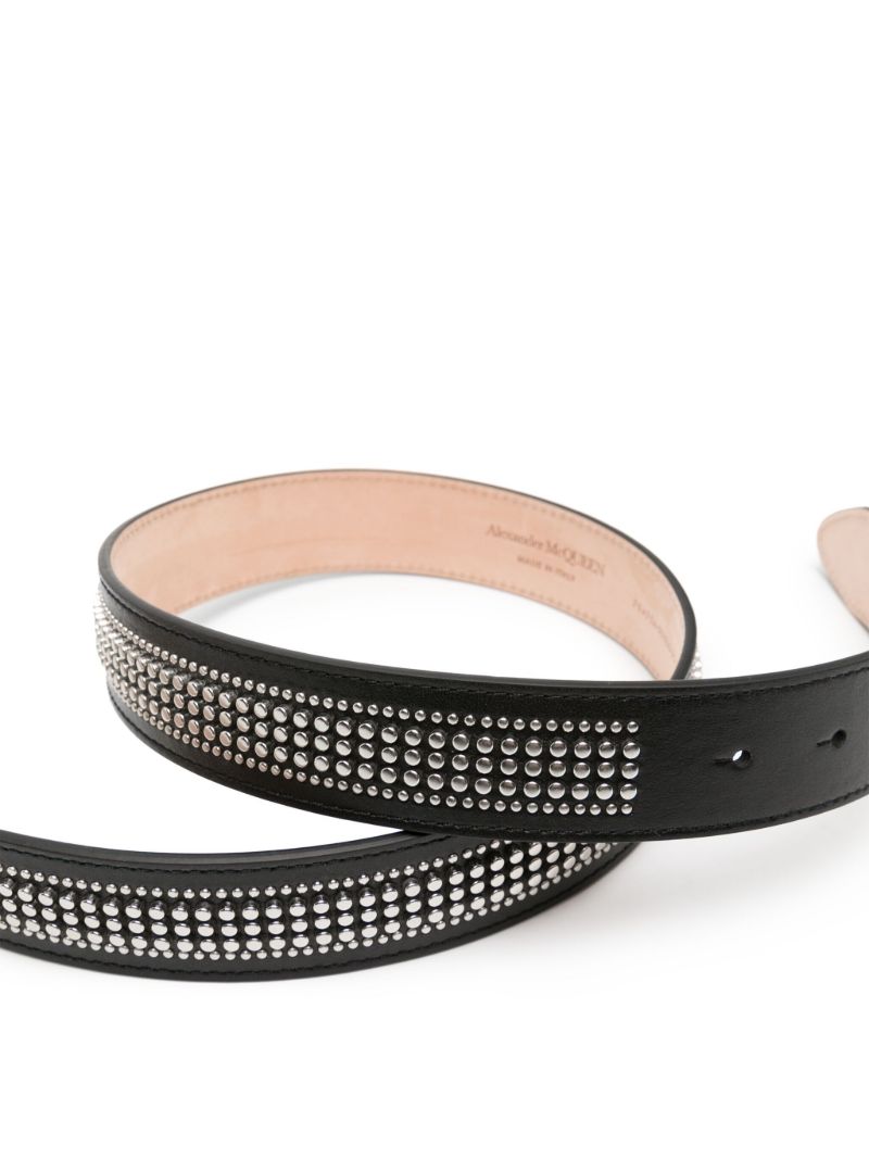 Black Skull-buckle Studded Leather Belt