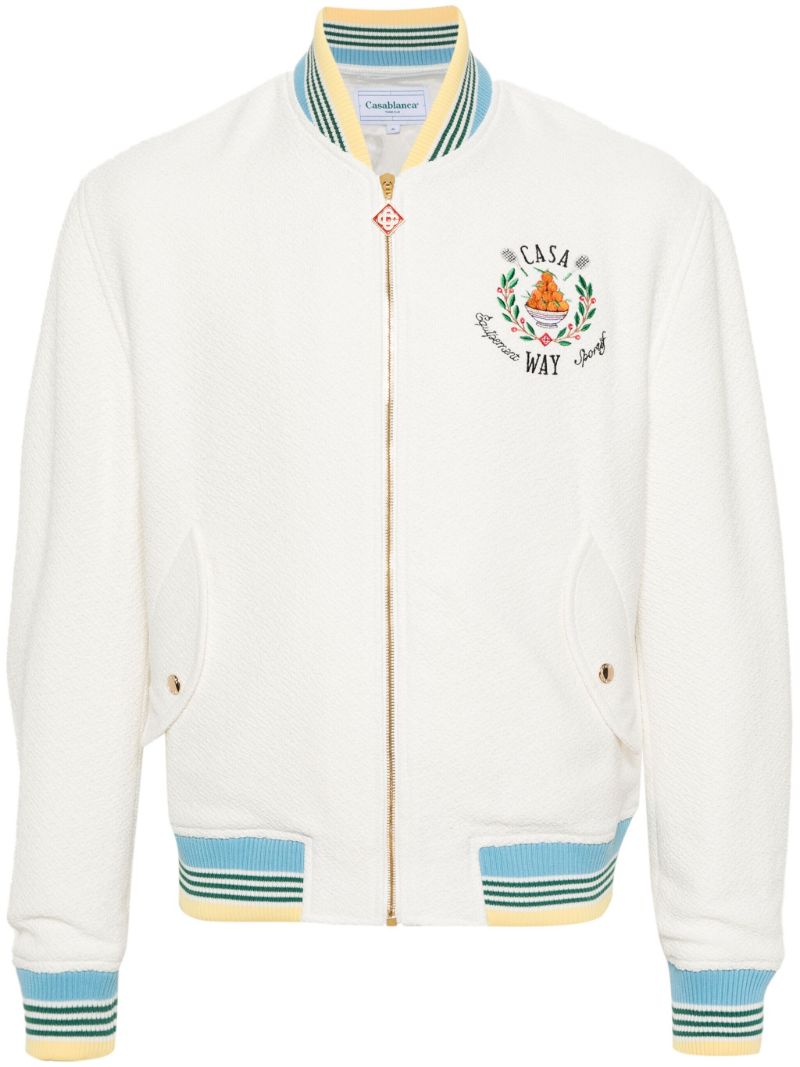 White Trophy Orange Bomber Jacket