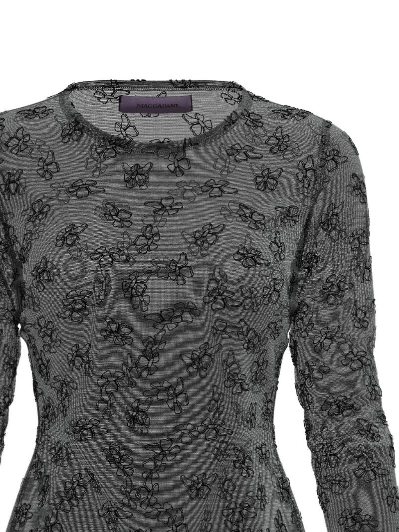 Black Skimpy Floral-print Mesh T-shirt