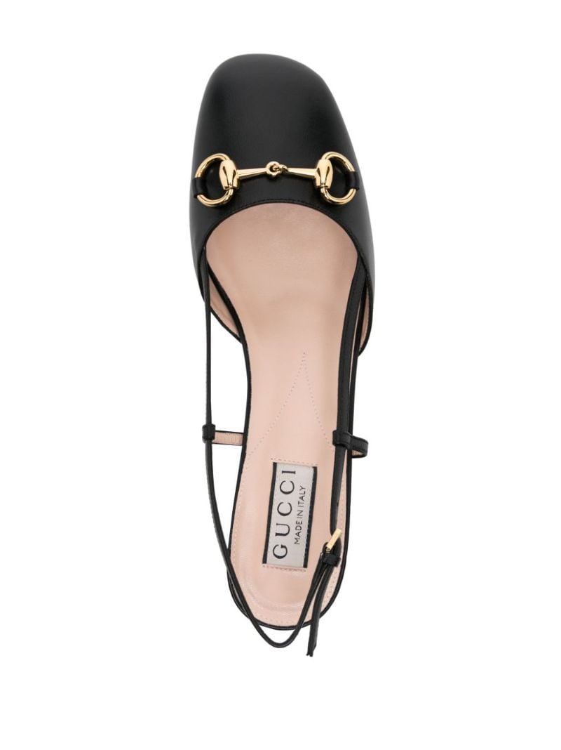Black Horsebit Leather Slingback Pumps