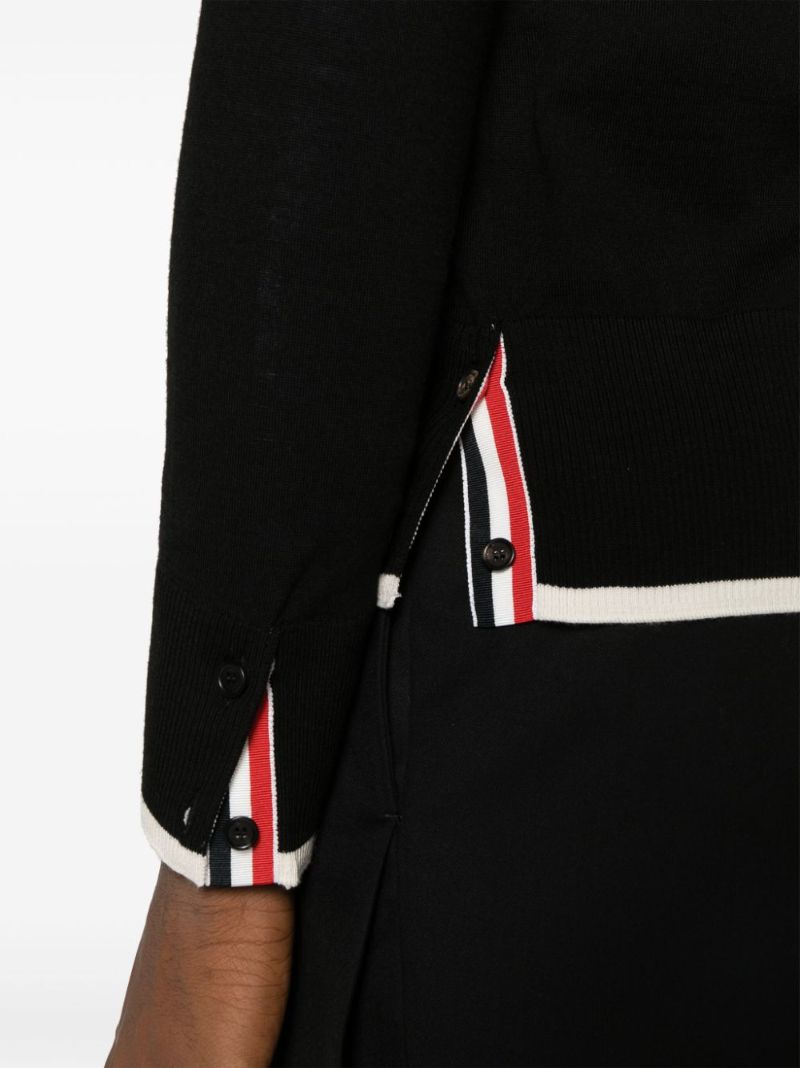 Black 4-bar Stripe Virgin Wool Cardigan