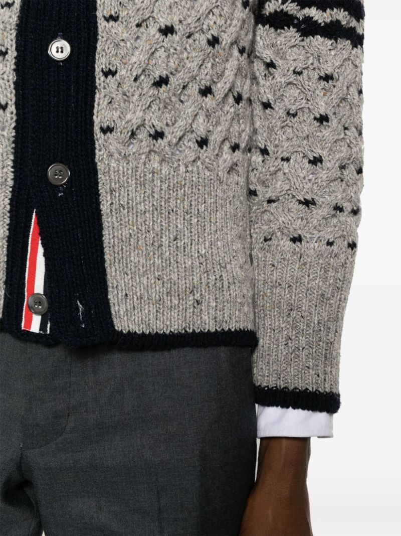Grey 4-bar Stripe Wool Cardigan