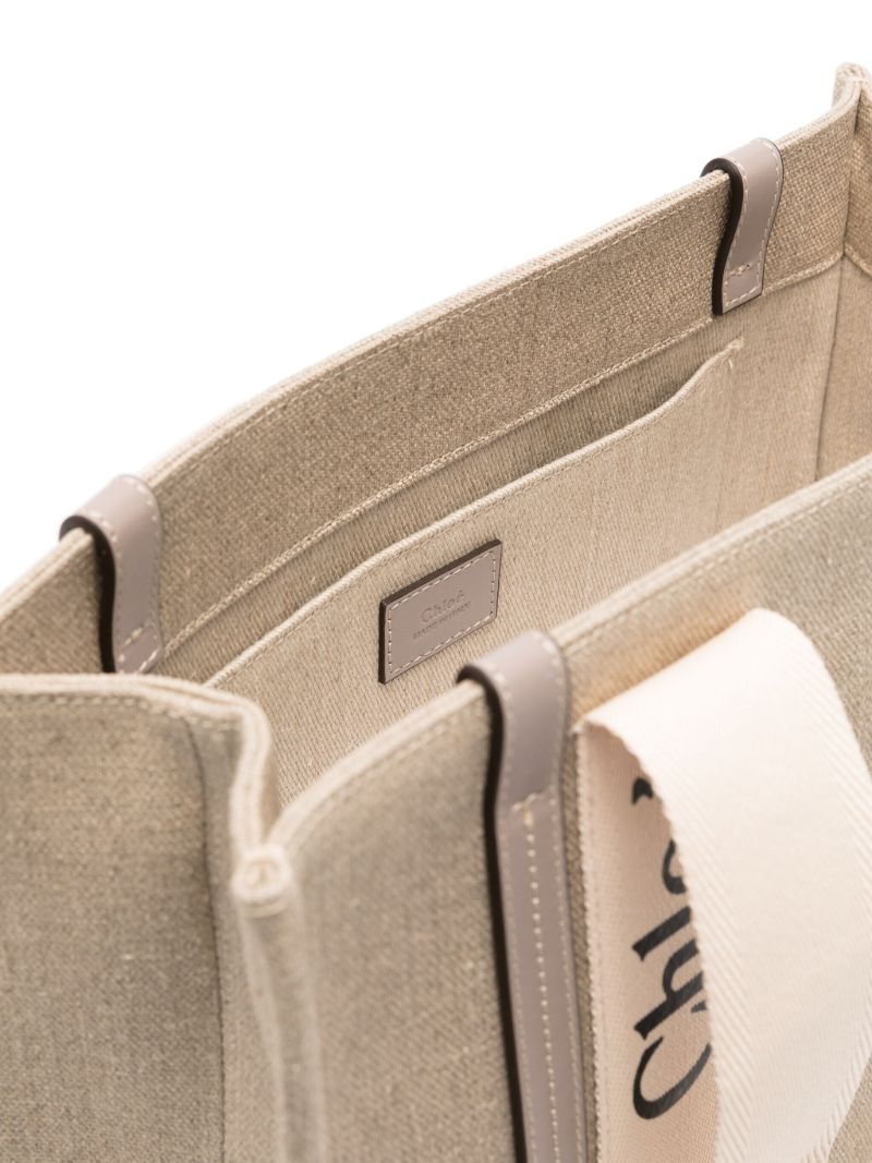 Neutral Woody Medium Linen Tote Bag