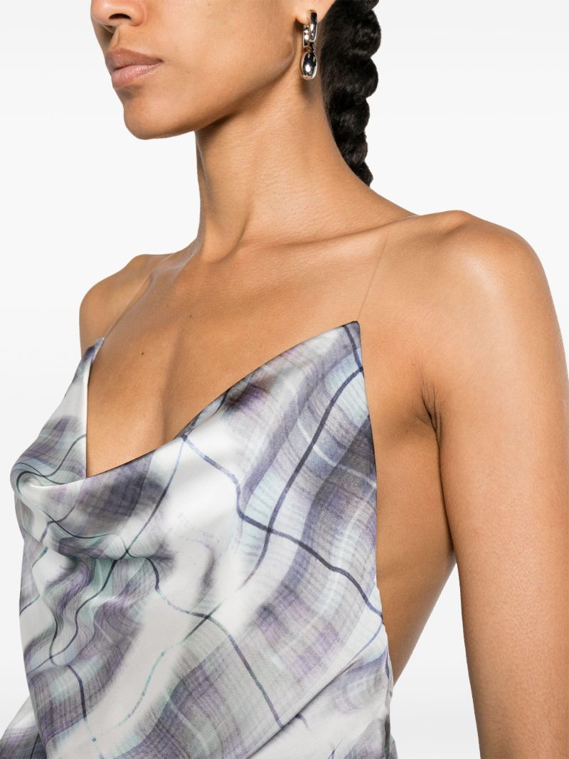 White Checked Invisible-strap Top