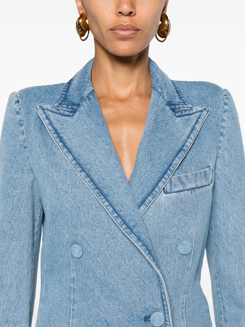 Blue Double-breasted Denim Blazer