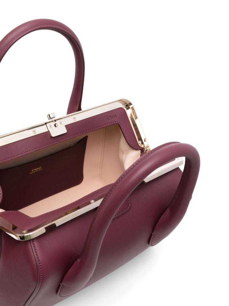 Red Joyce Leather Tote Bag