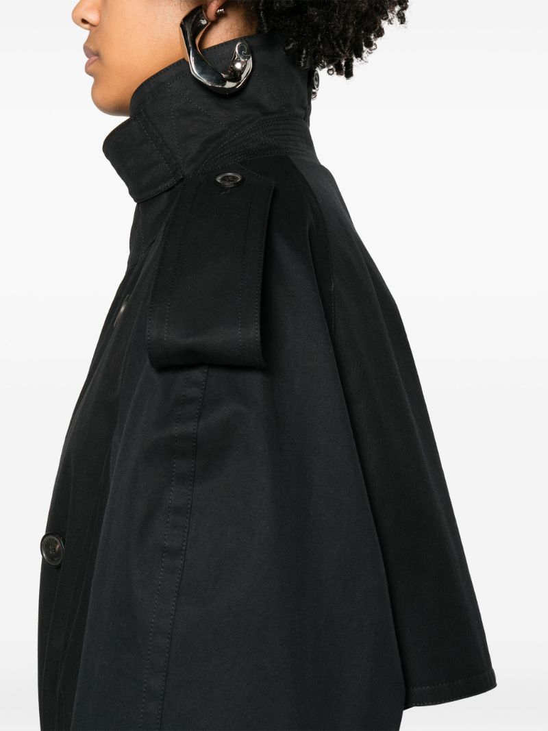 Black Double-breasted Cotton Trench Coat