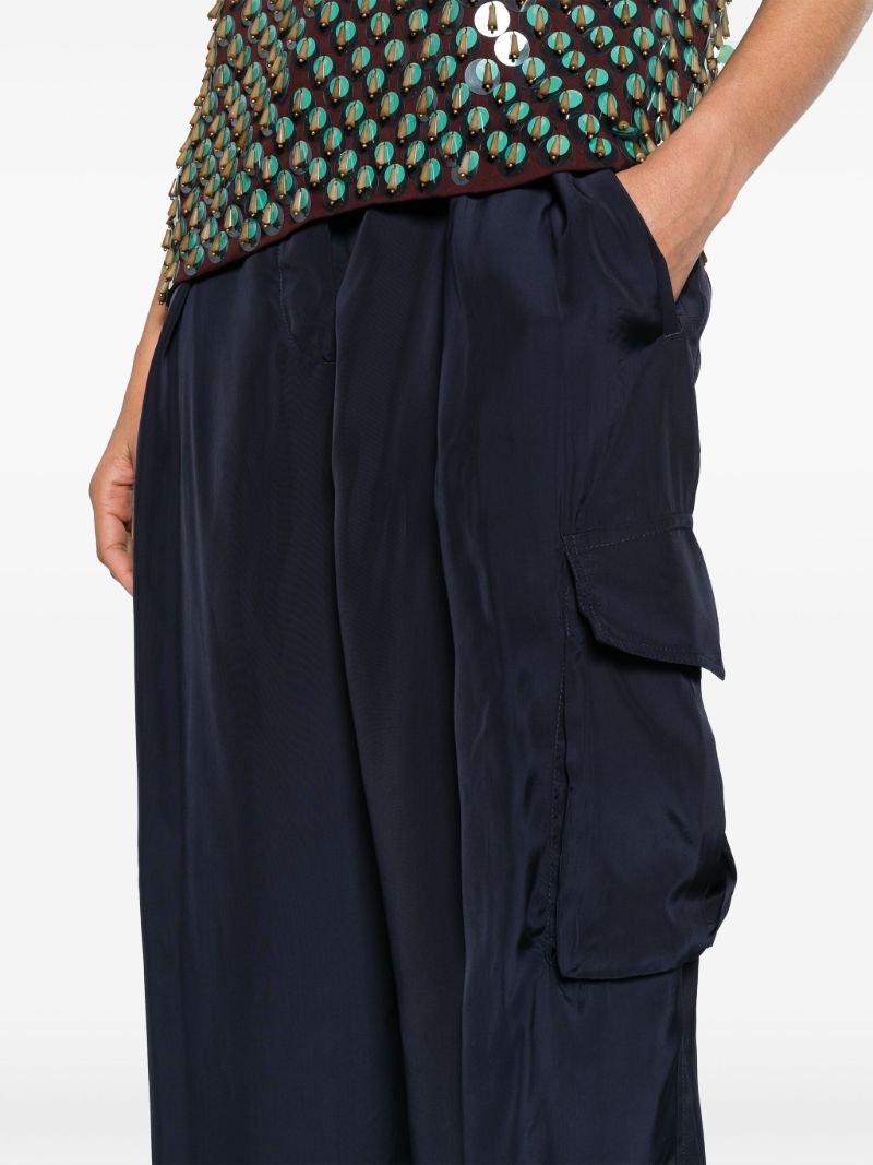 Blue Wide-leg Cargo Trousers