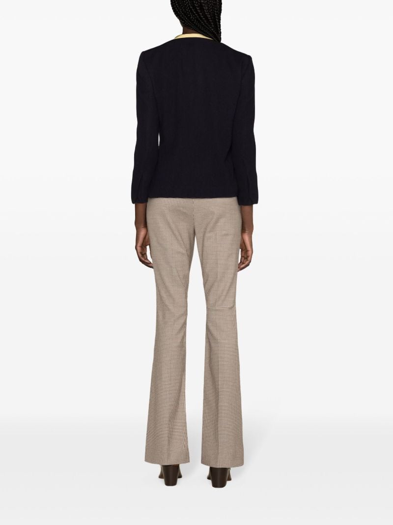 Blue Double-breasted Contrasting Blazer