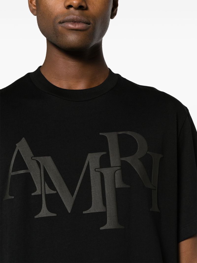 Black Staggered Logo Cotton T-shirt