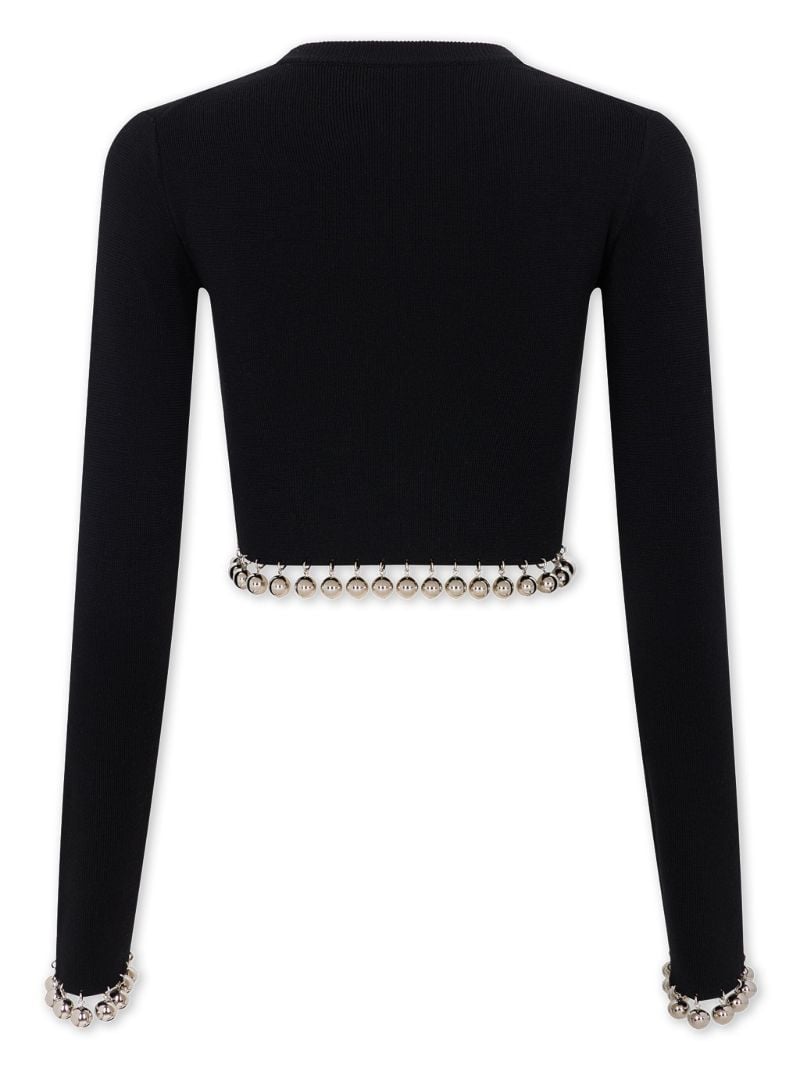 Black Ball-trim Cropped Sweater