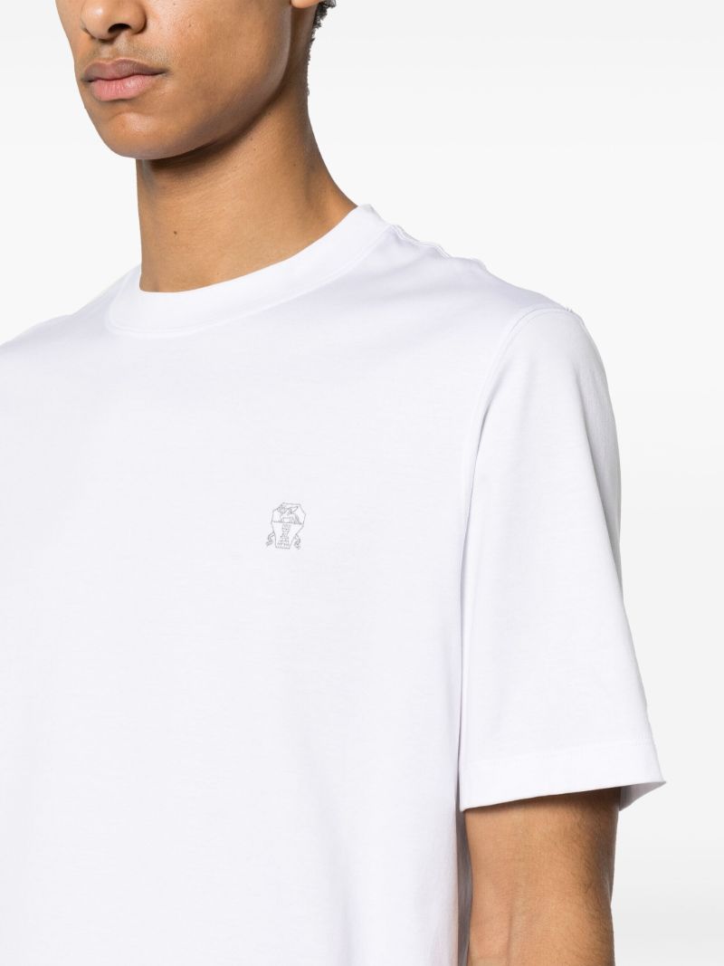 White Logo-embroidered Cotton T-shirt