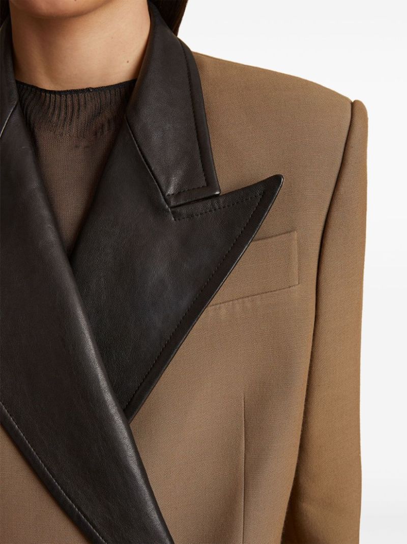 Brown Jacobson Leather-trim Blazer