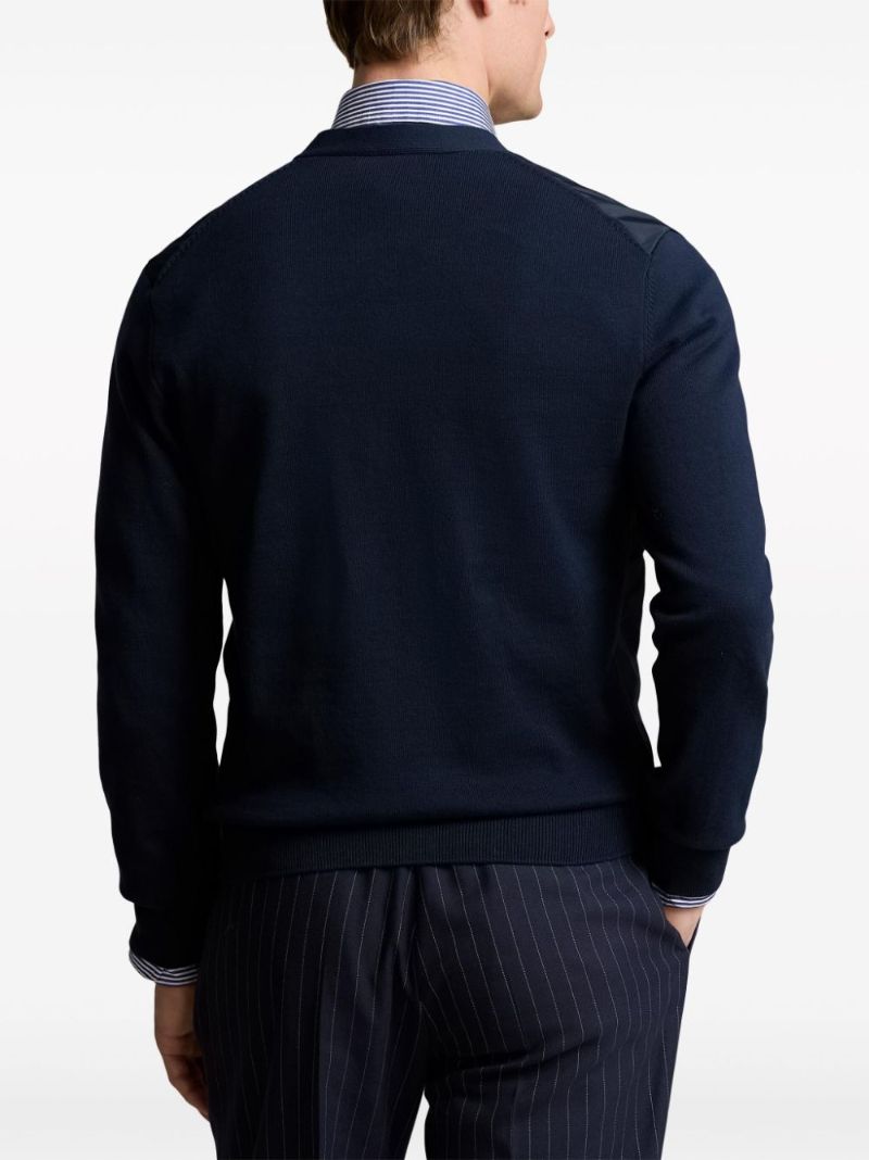 Blue V-neck Cotton Cardigan