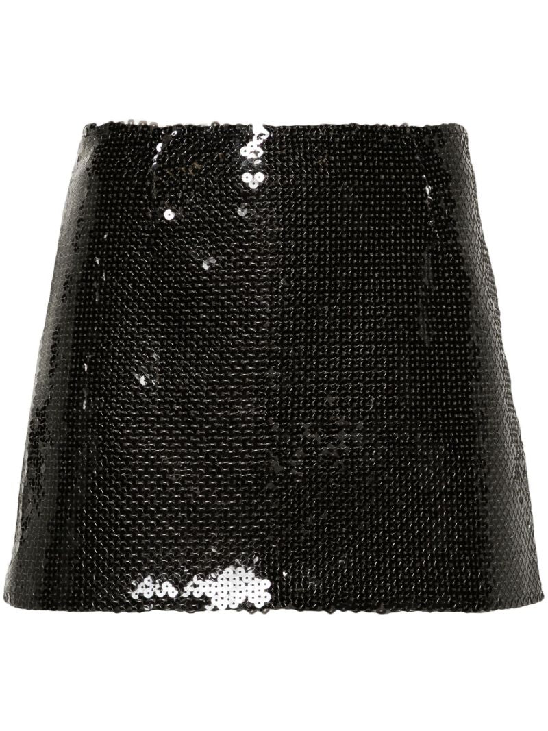 Green Delta Sequin-embellished Mini Skirt