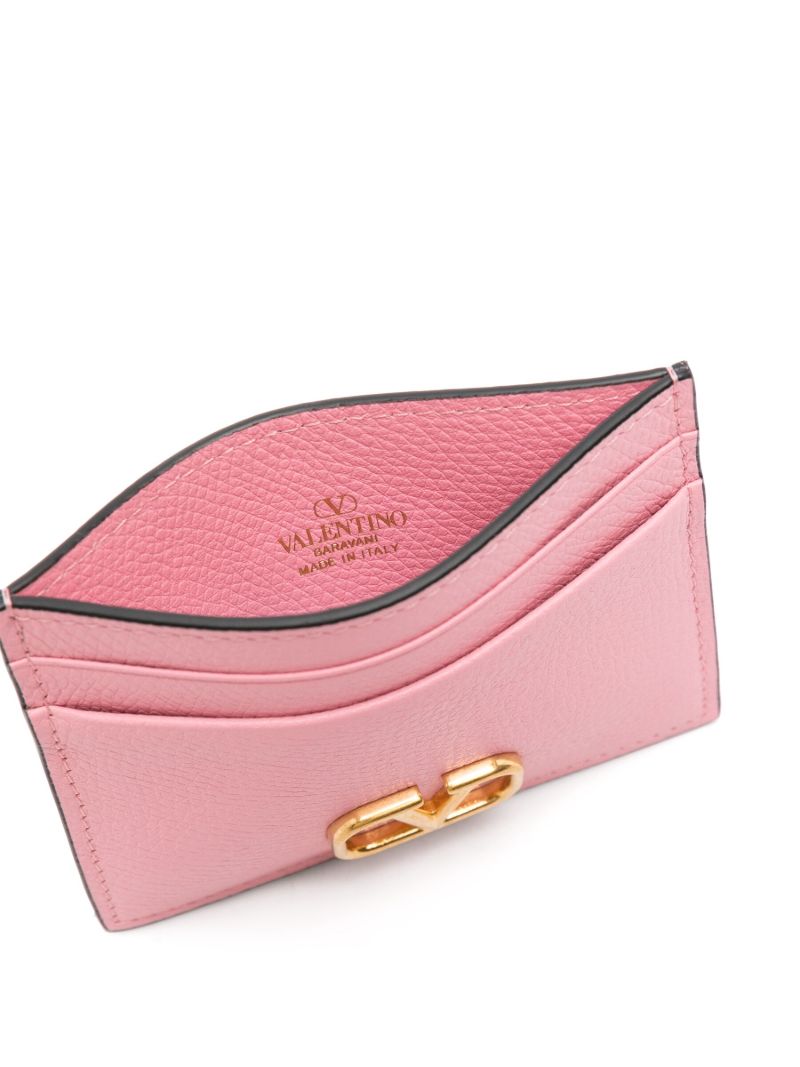 Pink Vlogo Signature Leather Card Holder