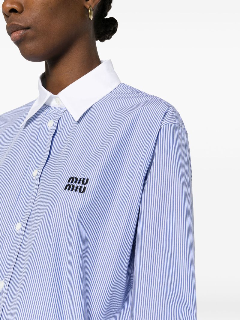 Blue Logo-embroidered Striped Shirt