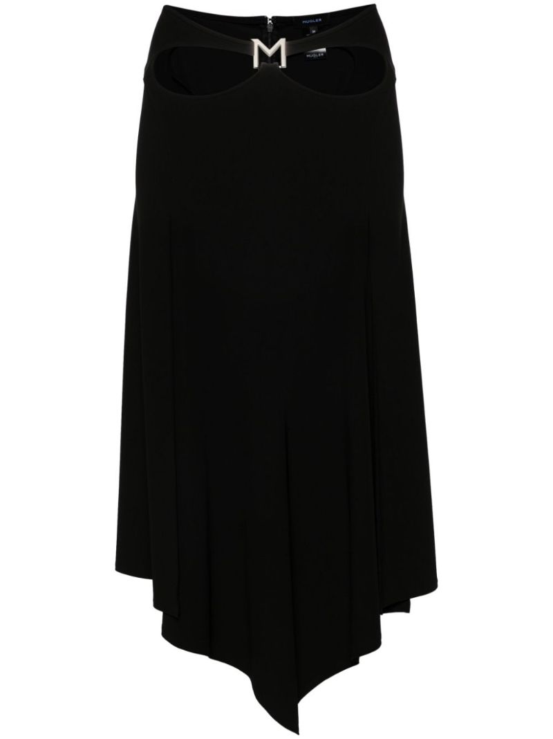 Black Logo-plaque Midi Skirt
