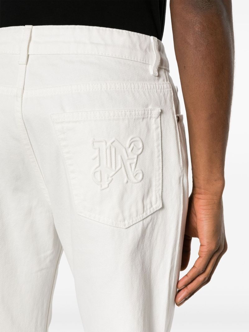 White Logo-embossed Straight-leg Jeans