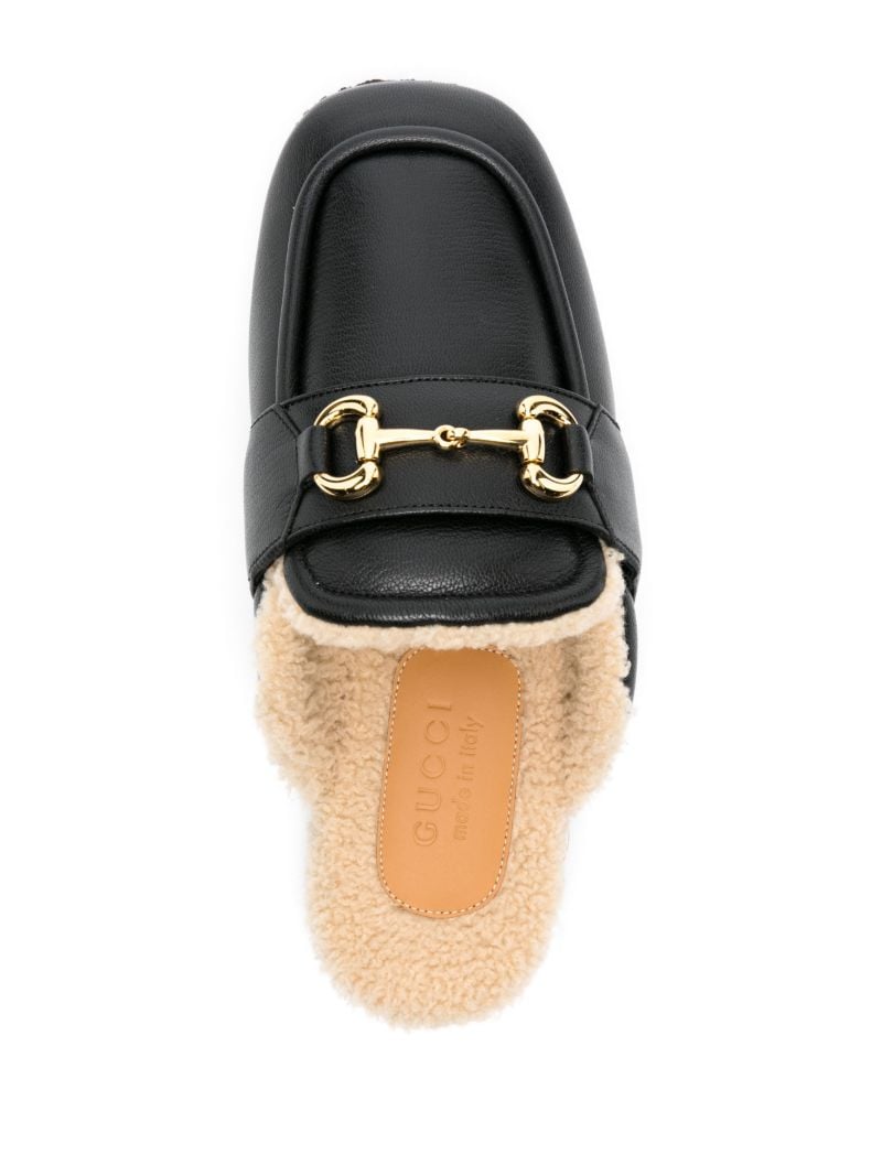 Black Horsebit Leather Slippers