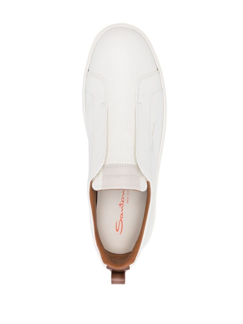 White Tumbled Leather Slip-on Sneakers