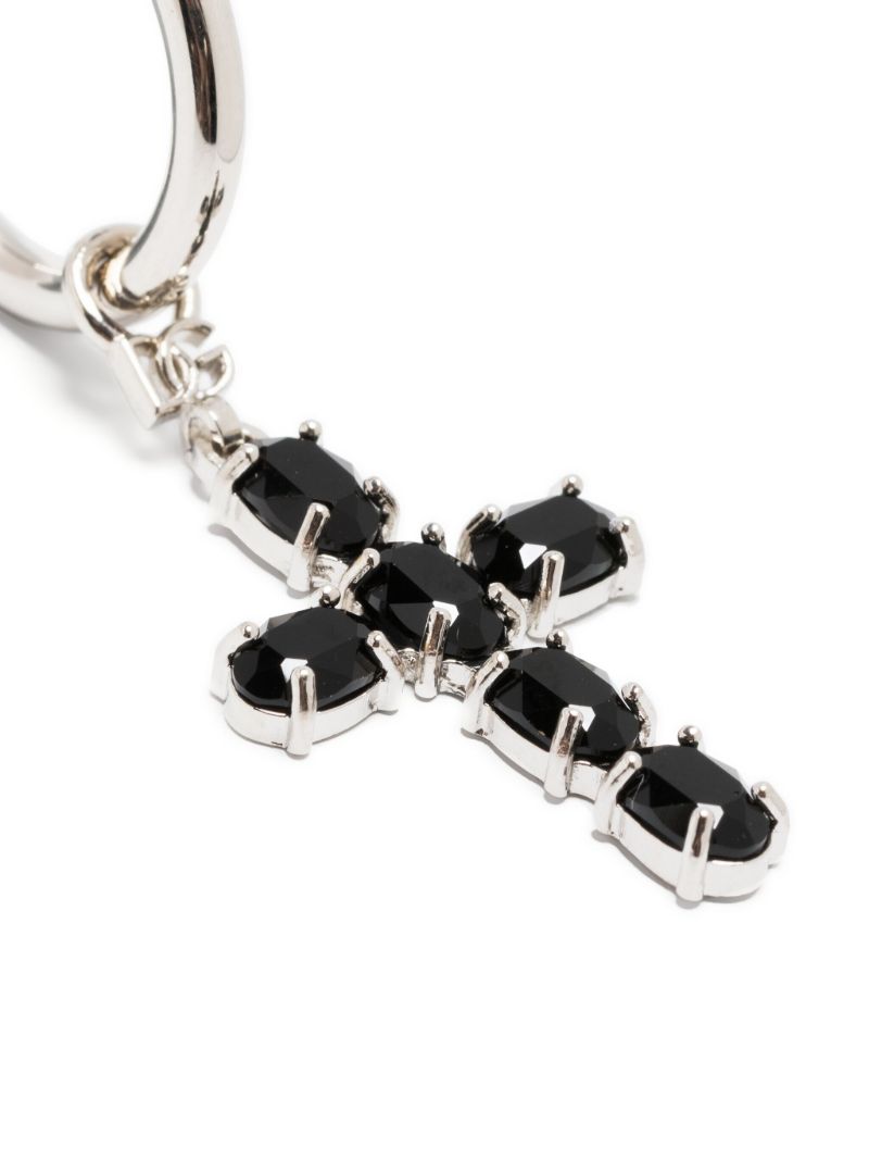 Black Cross-charm Hoop Earrings