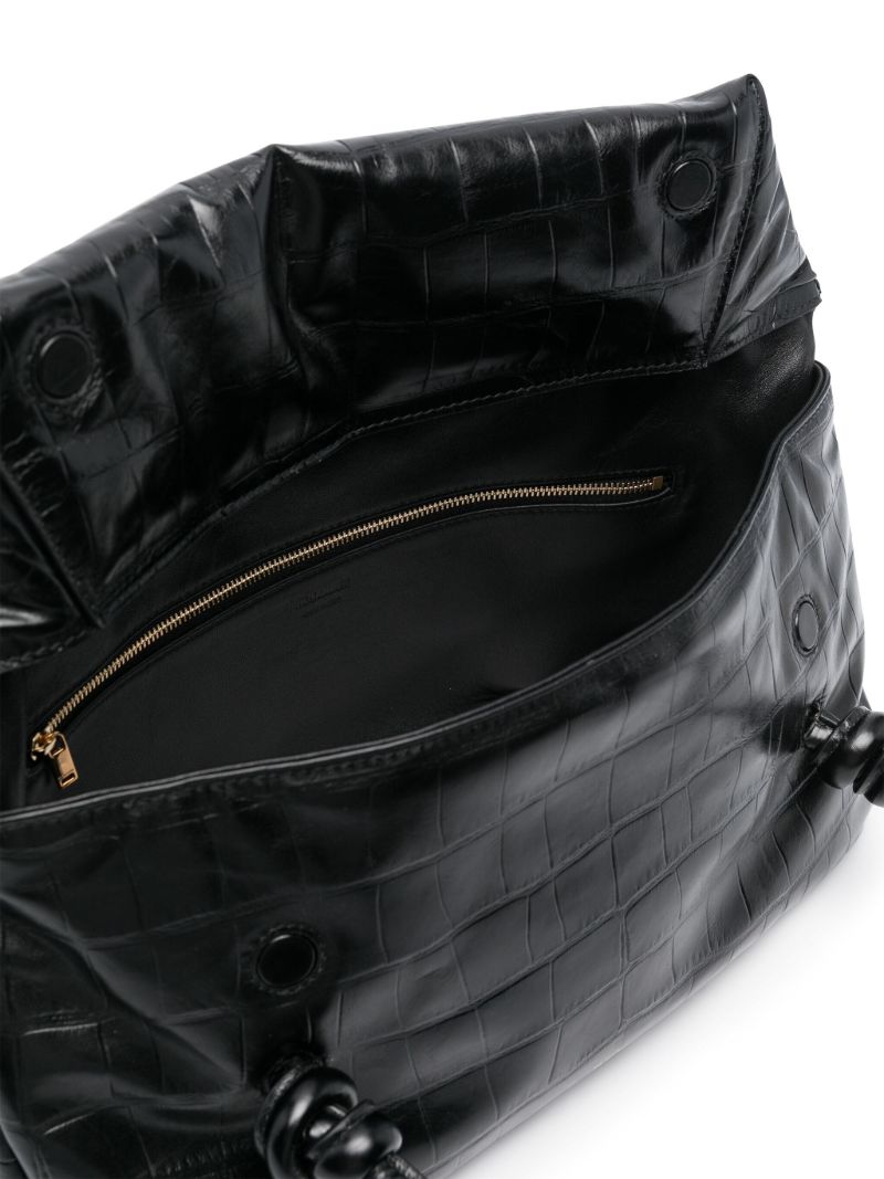 Black Medium Crocodile-effect Shoulder Bag