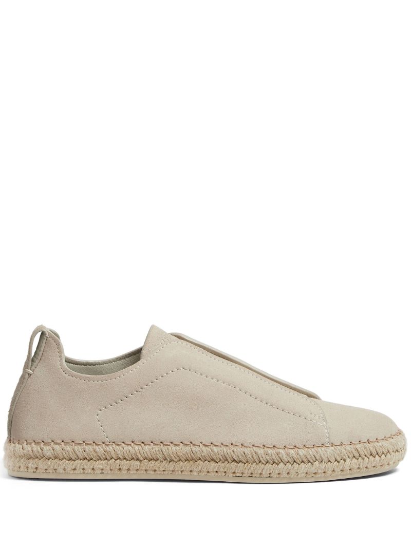 Beige Triple Stitch Suede Espadrilles