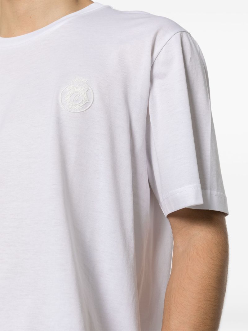 White Logo Embroidered Cotton T-shirt