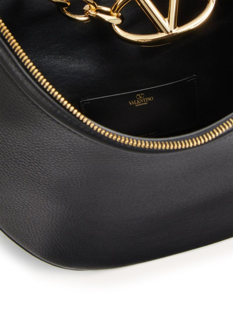 Black Vlogo Moon Leather Shoulder Bag